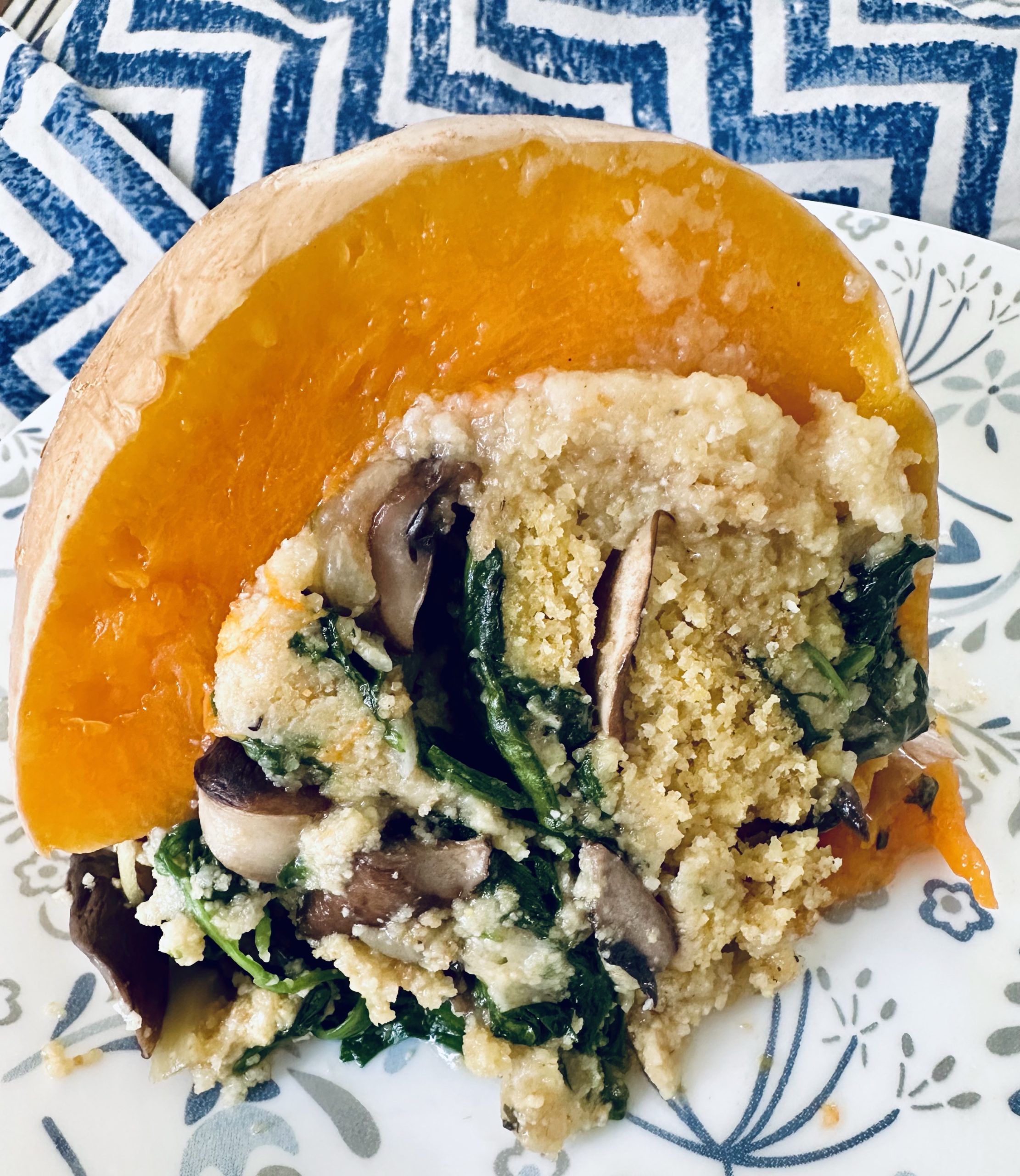 Gruyère, Spinach and Cornbread Stuffed Long Island Cheese Pumpkin