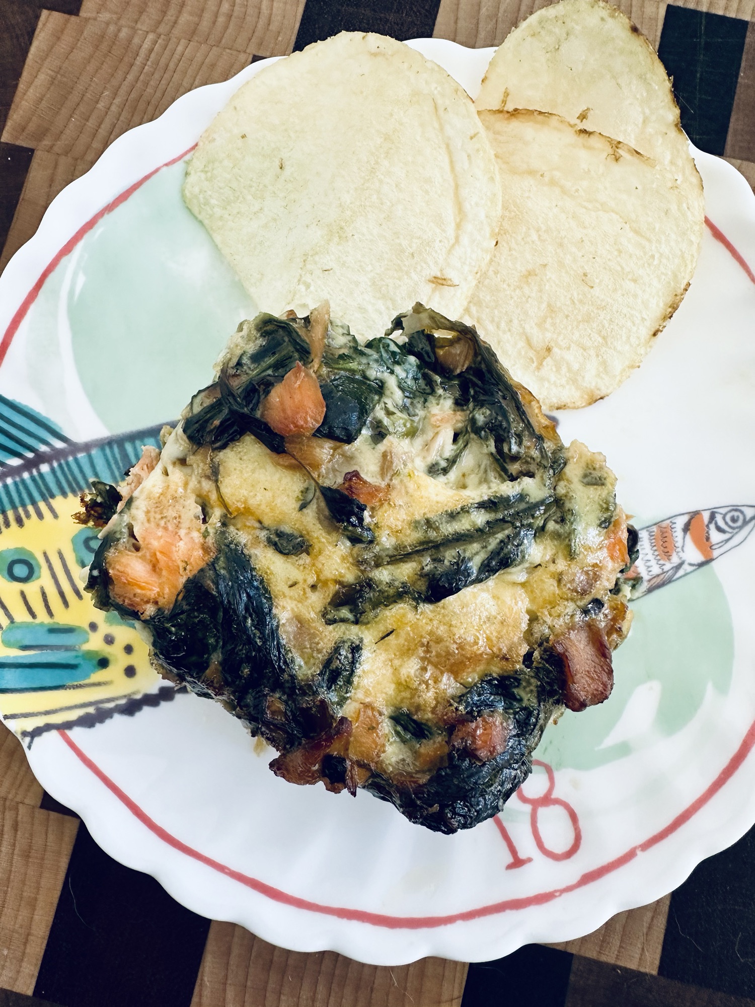 Coho salmon spinach strata